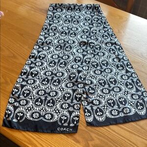 Coach Black and White Patterned Scarf-rectangular shape, silk.